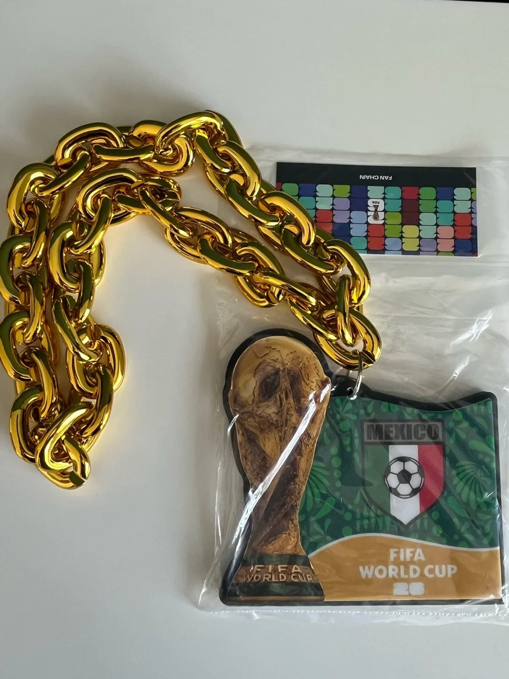 FIFA World Cup 2026 Mexico Gold Chain Trophyman Necklace Soccer Football NWT